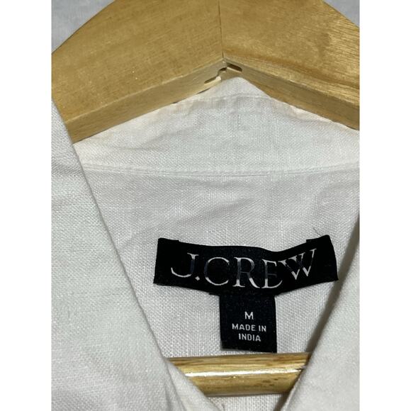 J Crew Tunic Shirt Dress in Linen Medium White Midi Button Up Coastal Breezy - Picture 7 of 9